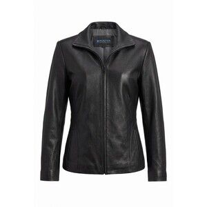 Kenneth Cole Reaction Men's Black 100% Leather Jacket Cafe Racer Moto Medium